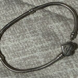 Pandora Silver Heart Clasp Snake Chain Bracelet